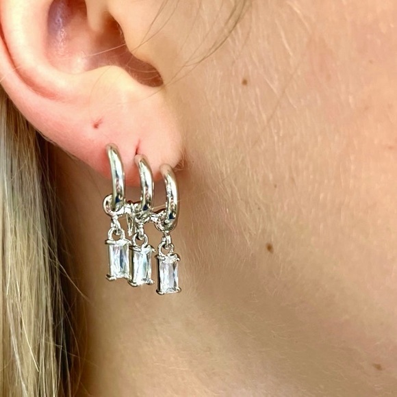 18K White Gold Filled Crawler Diamond Drop Earrings by Mississippi Artisan - Picture 1 of 4